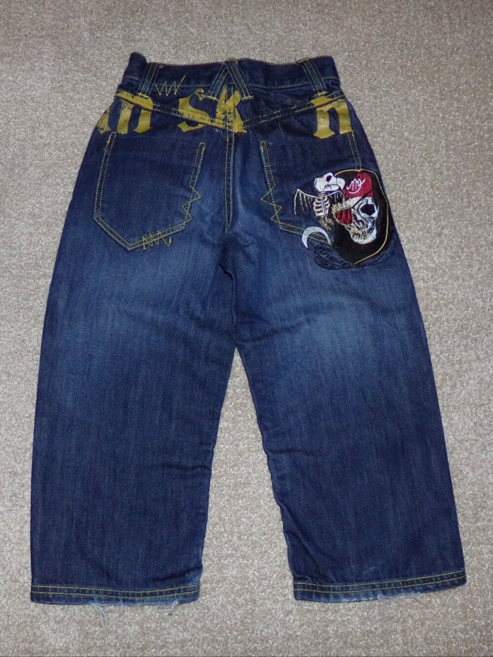 VTG BOYS MISKEEN BAGGY WIDE LEG Y2K DENIM JEANS SZ 4